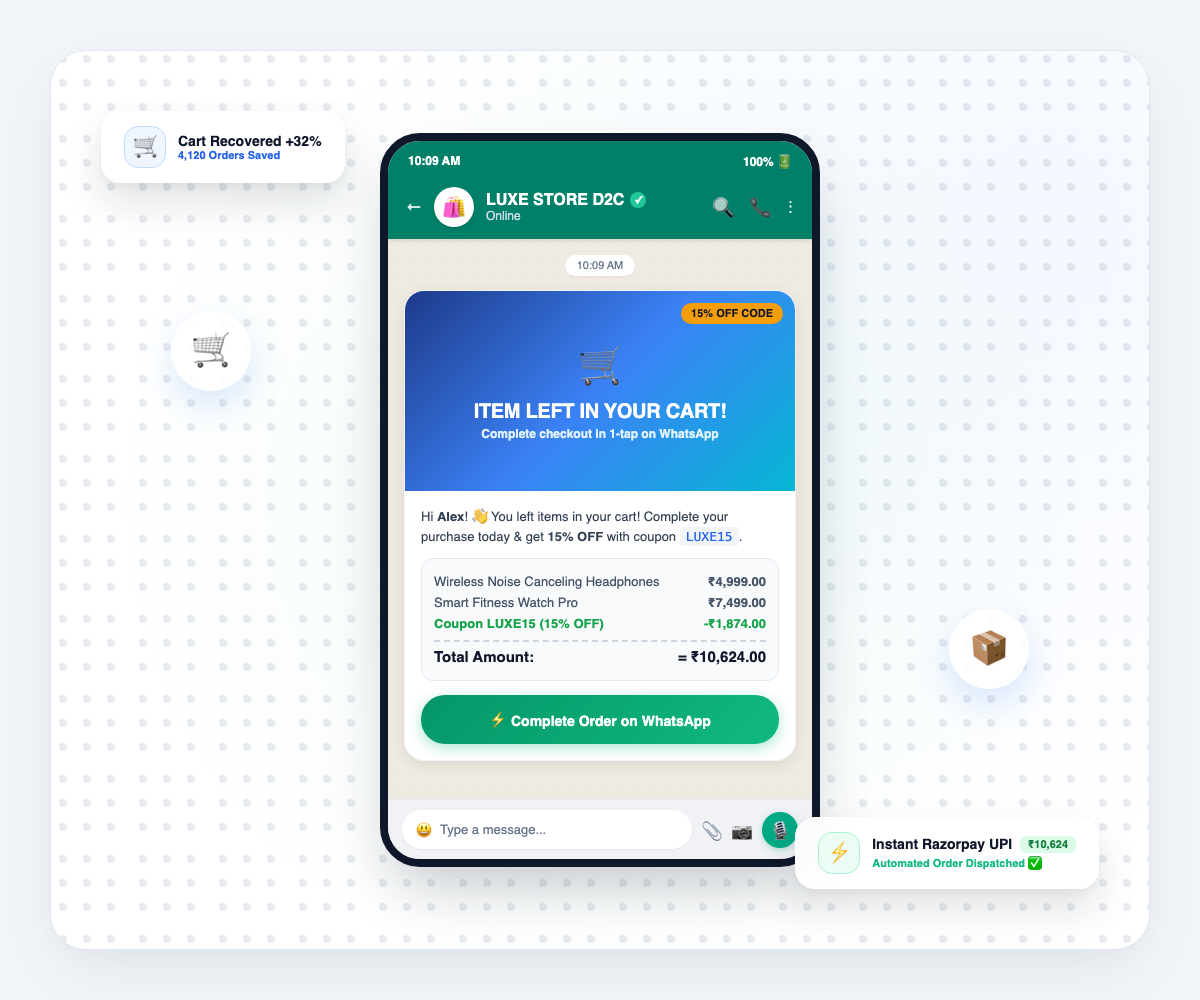 Ownchat E-Commerce & D2C WhatsApp Automation UI Showcase